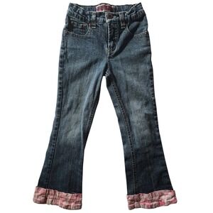 Vintage Z. Cavaricci girls Jeans Blue Denim Flare Bottoms Pink Cuffed Size 4